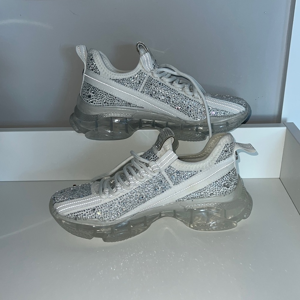 New White/Sparkle Steve Madden Maxima Aggrsv Sneaker